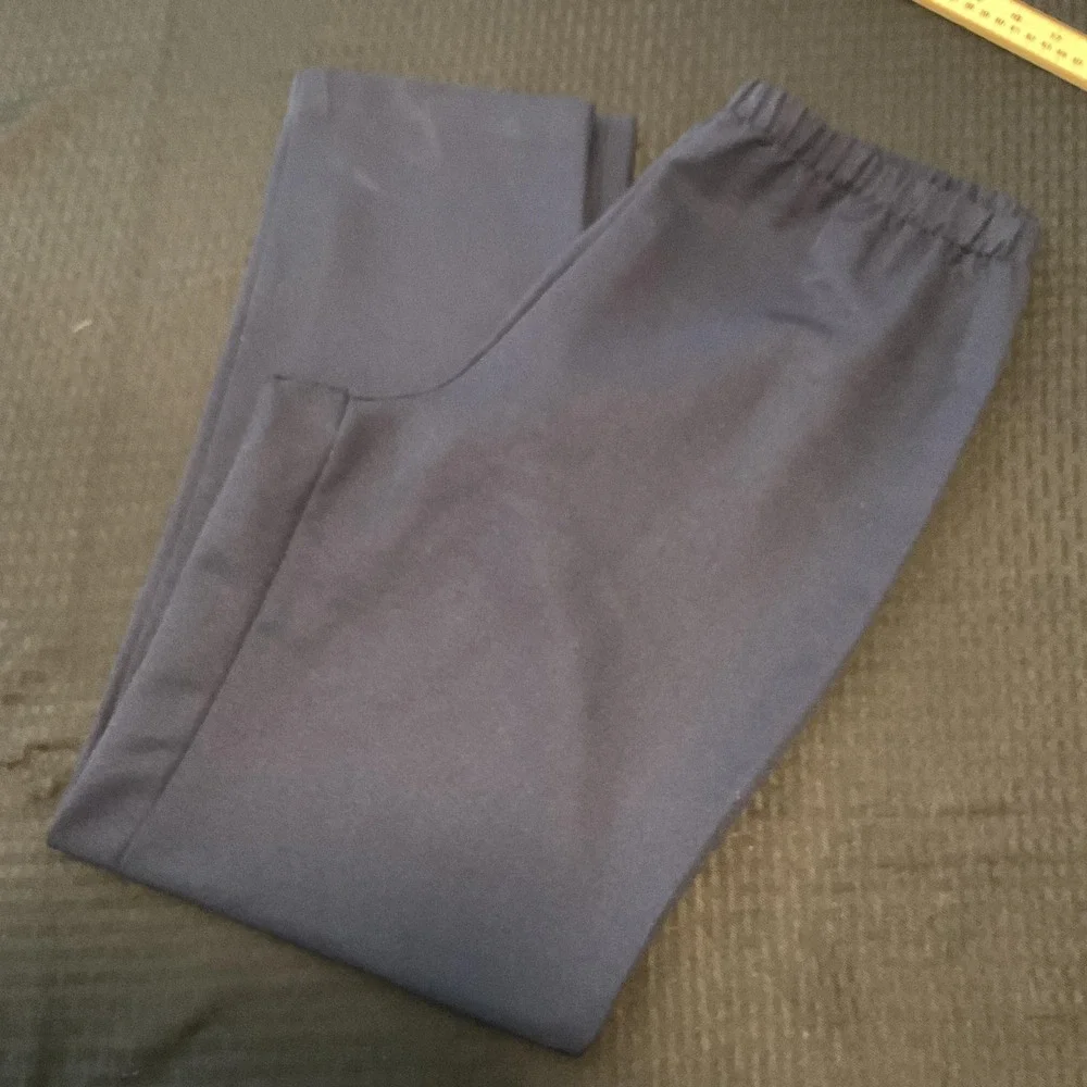 Alfred Dunner Pants Womens Size 8 Blue Pull On Knit Elastic Waist Pockets